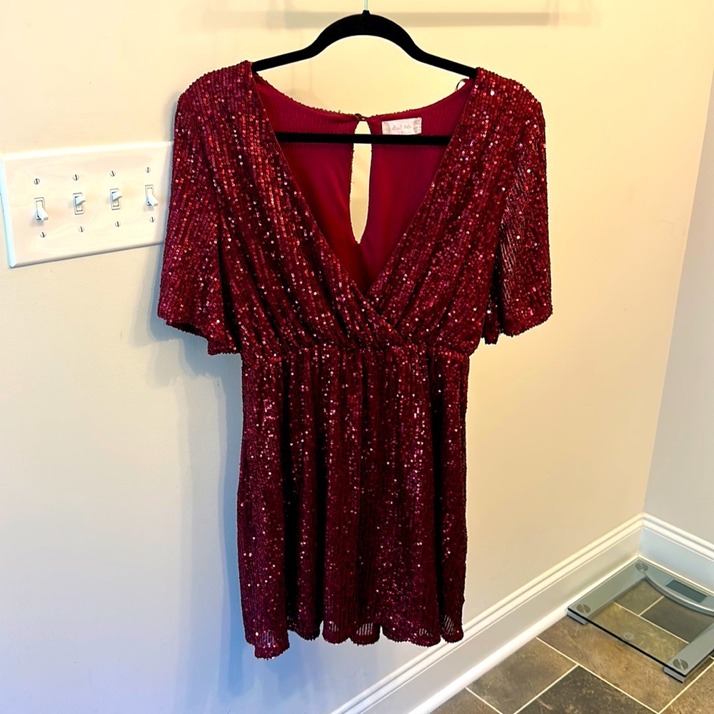 Red sequin dress